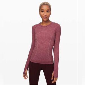 Lululemon Swiftly Wool Pullover Thumbhole Top in Moss Rose White Size 10